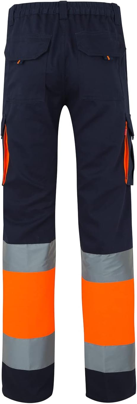Detalle de Velilla 303007 Pantalone 100% cotone Alta Visibilità Blu Navy/Arancione Fluoro, taglia L