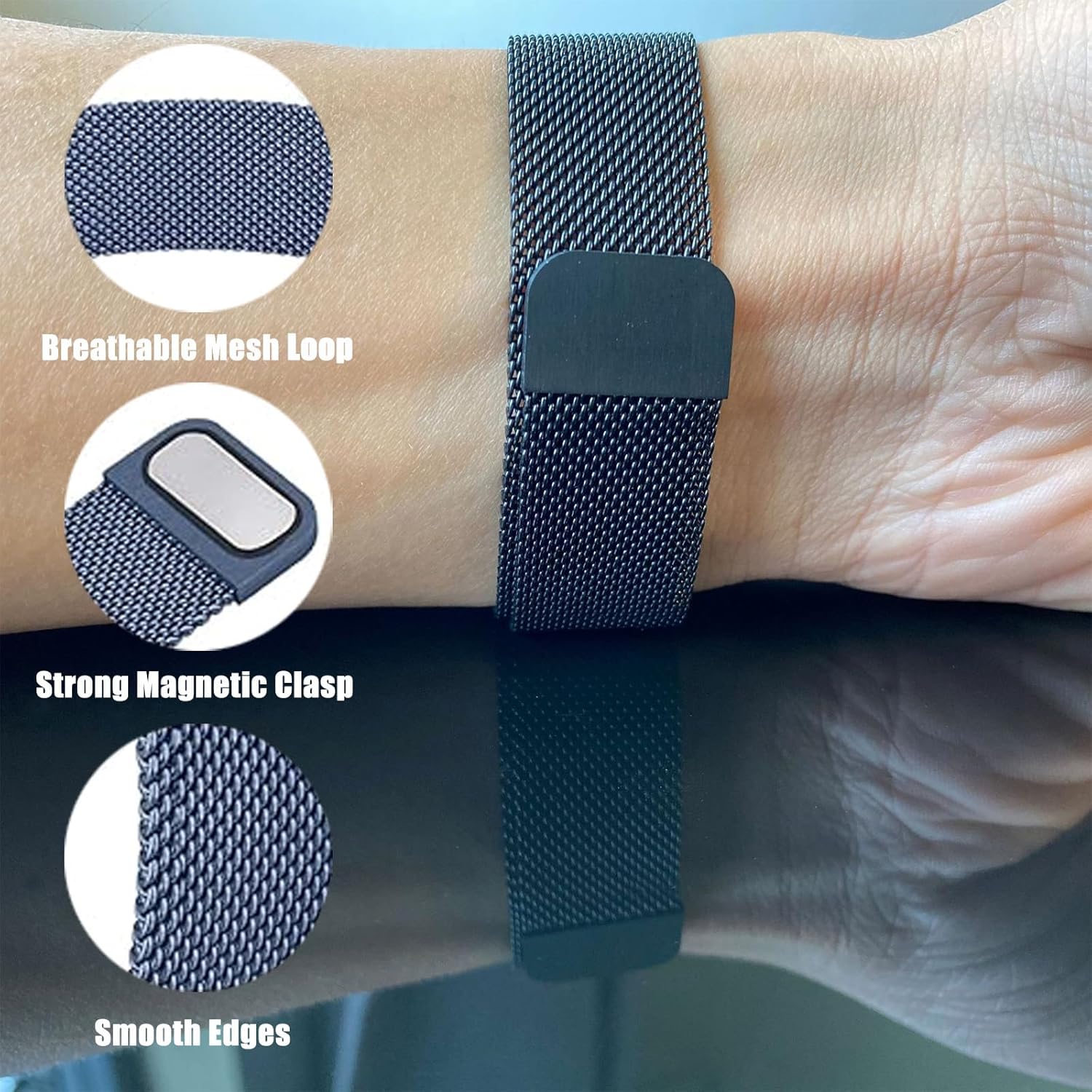 Thumbnail 2 de ANDOFUZH Edelstahl Mesh Uhrenarmband 14–24 mm – Magnetverschluss, Schnellwechsel, atmungsaktives Mesh