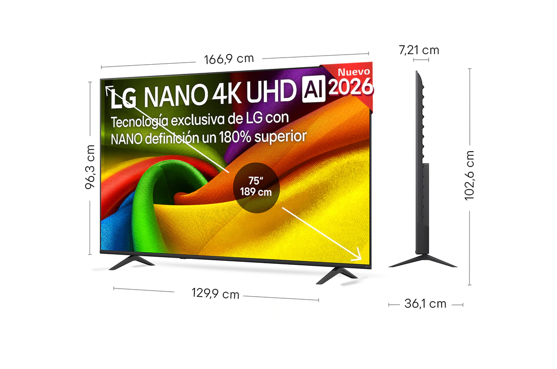 Detalle de LG Nano 75NU8E0B3LA: Smart TV 4K UHD de 75" (2026)