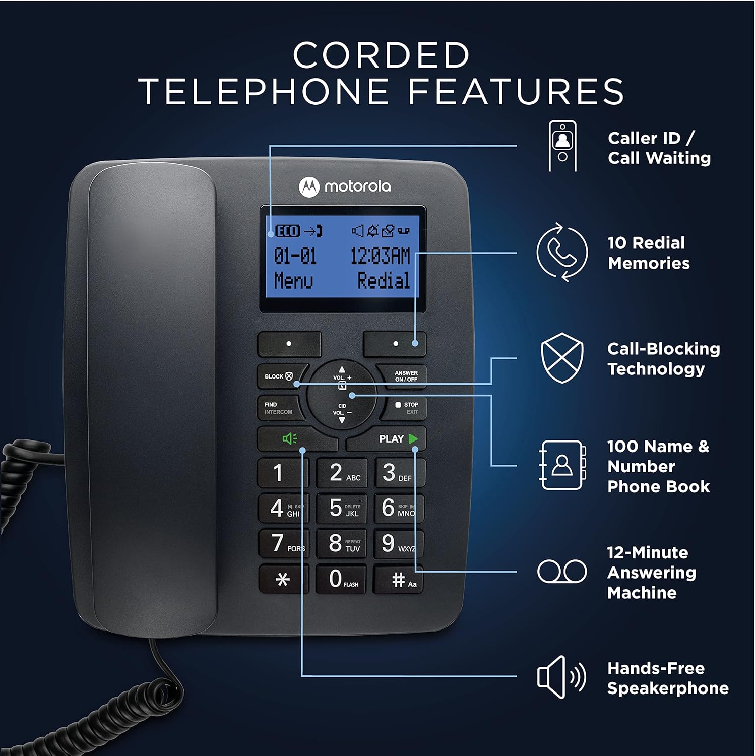 Thumbnail 4 de Motorola C4201 Corded & Cordless Home Phone