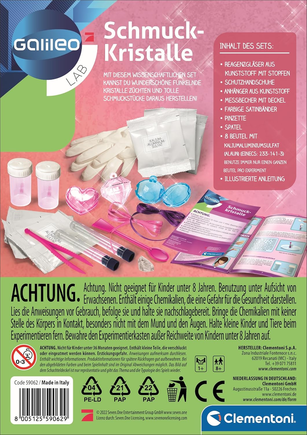 Detalle 2 de Clementoni Galileo Lab Schmuckkristalle 59062 für Kinder