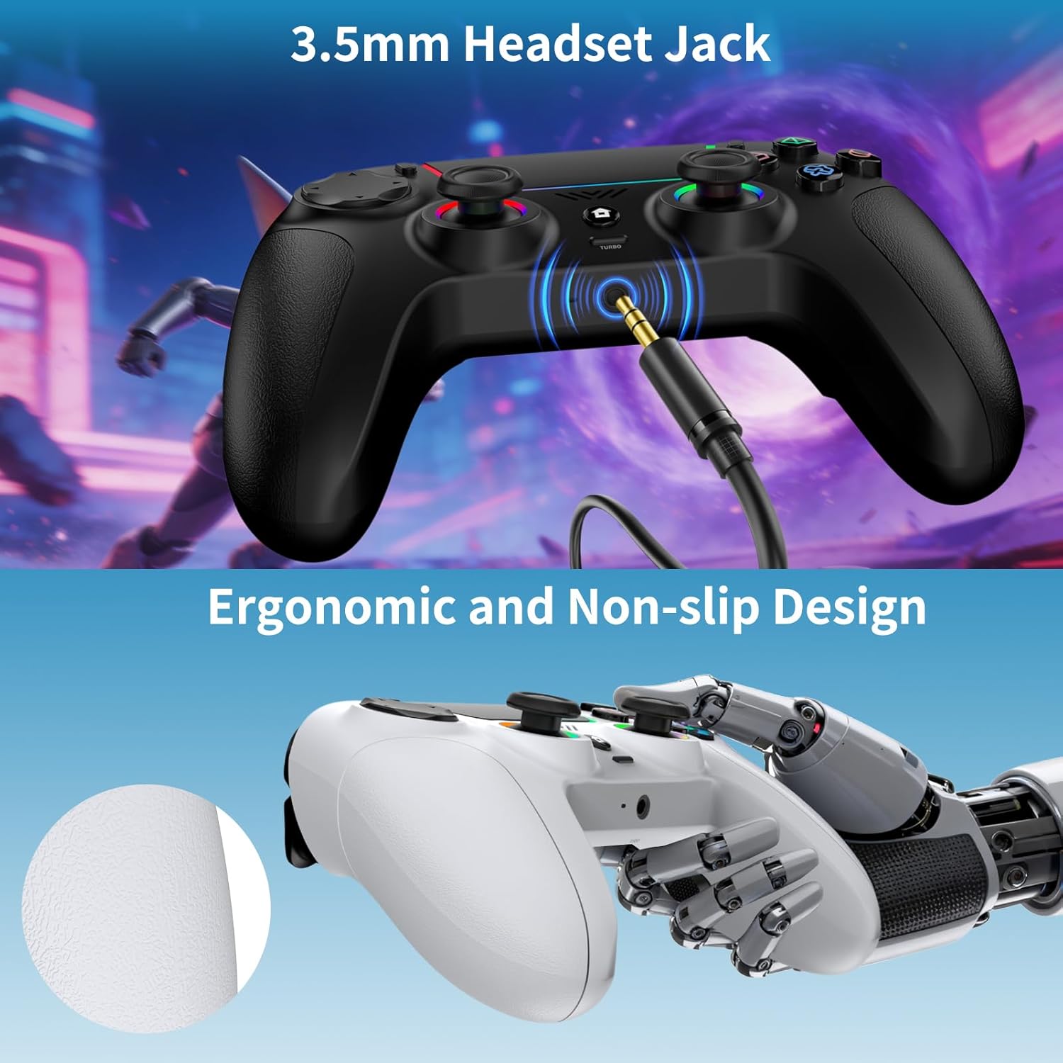 Thumbnail 5 de JORREP 2 Pack Wireless Controller for PS4: Dual Set with RGB, Turbo, and Programmable Buttons