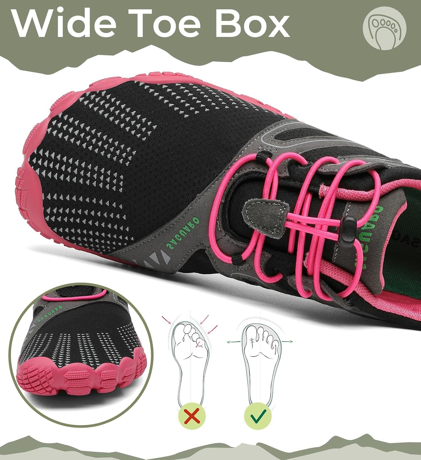 Detalle 2 de Scarpe barefoot minimaliste da trail uomo SAGUARO