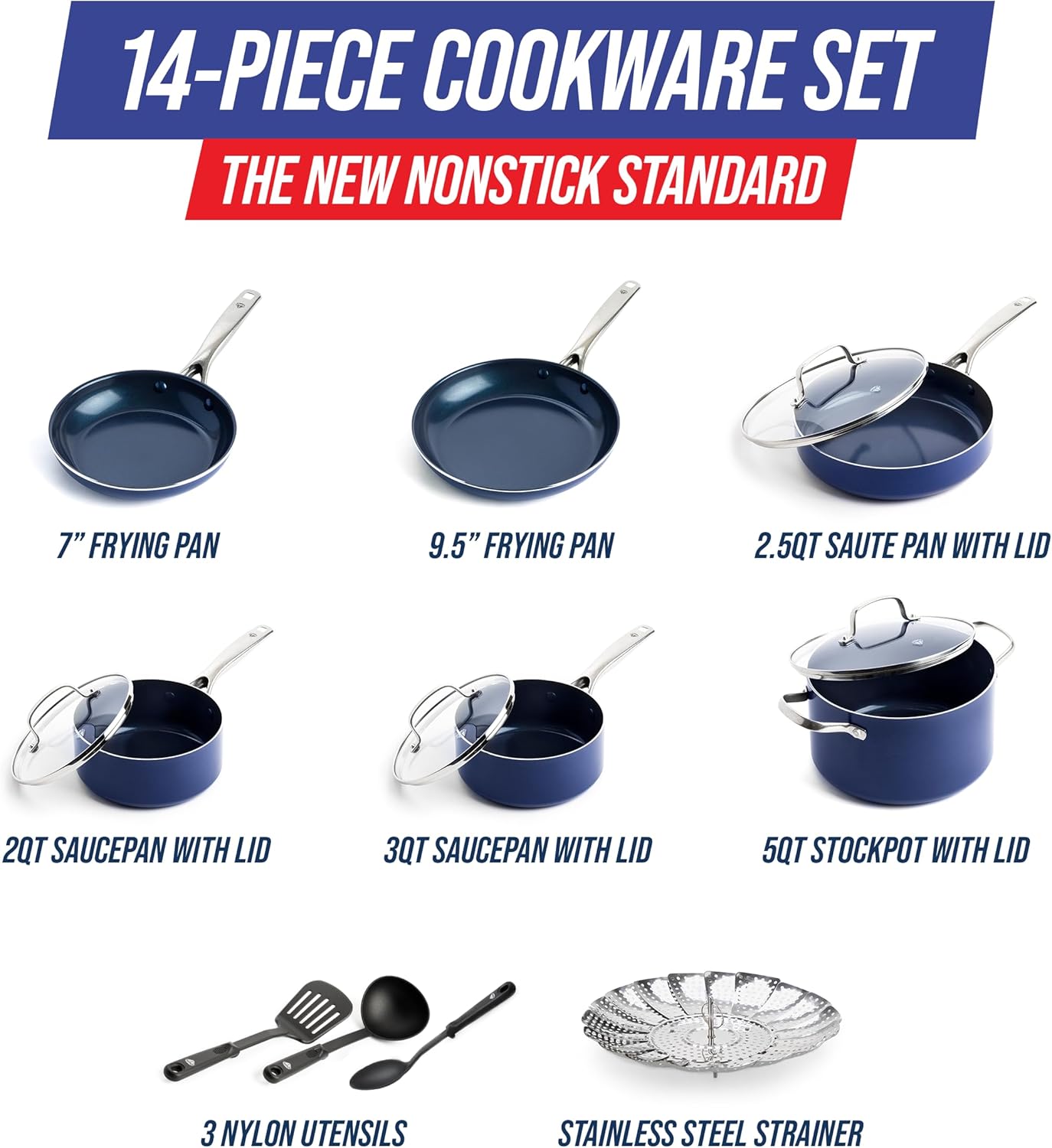 Thumbnail 3 de Blue Diamond 14-Piece Nonstick Cookware Set