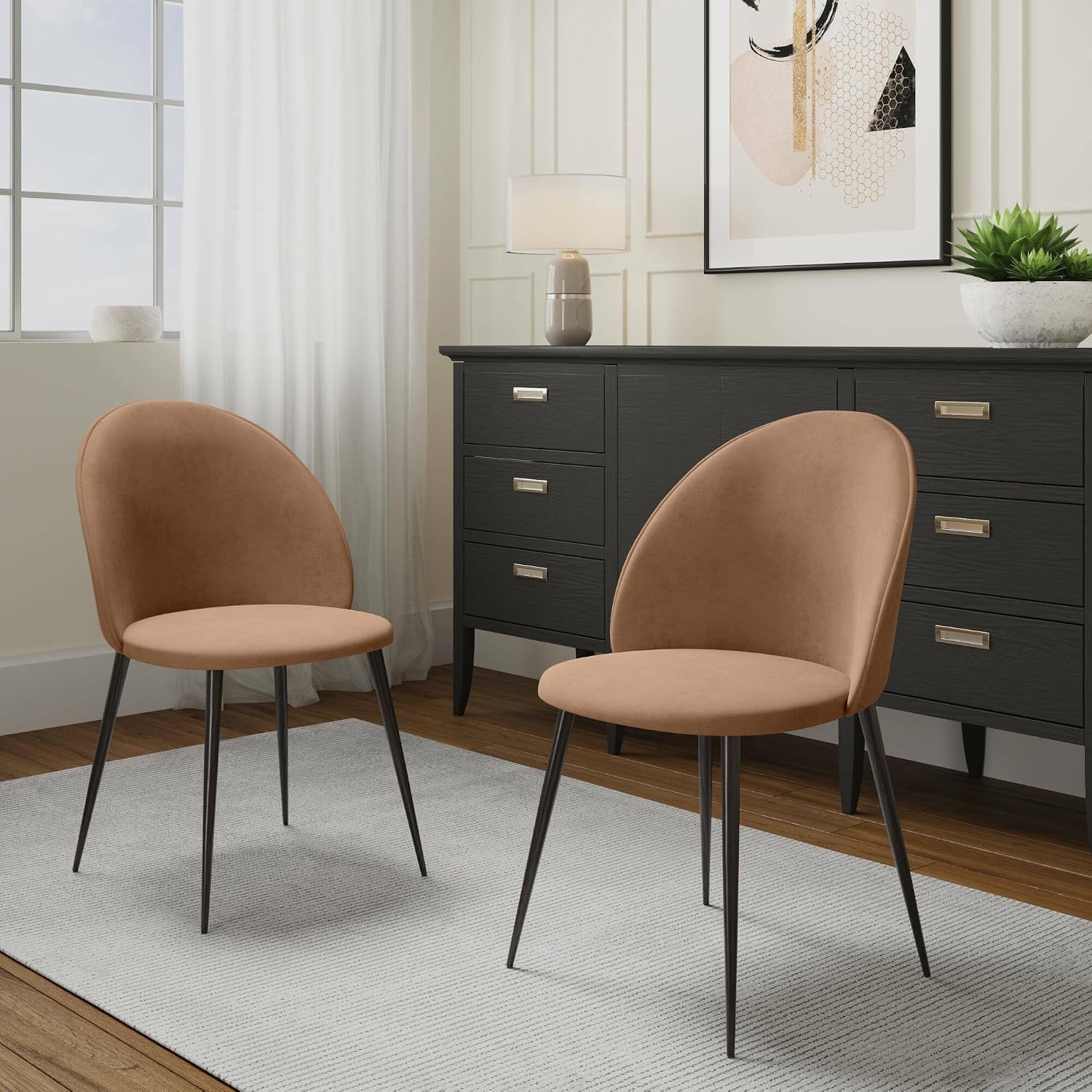 Detalle de DMORA Stinson, set 2 sedie in velluto beige