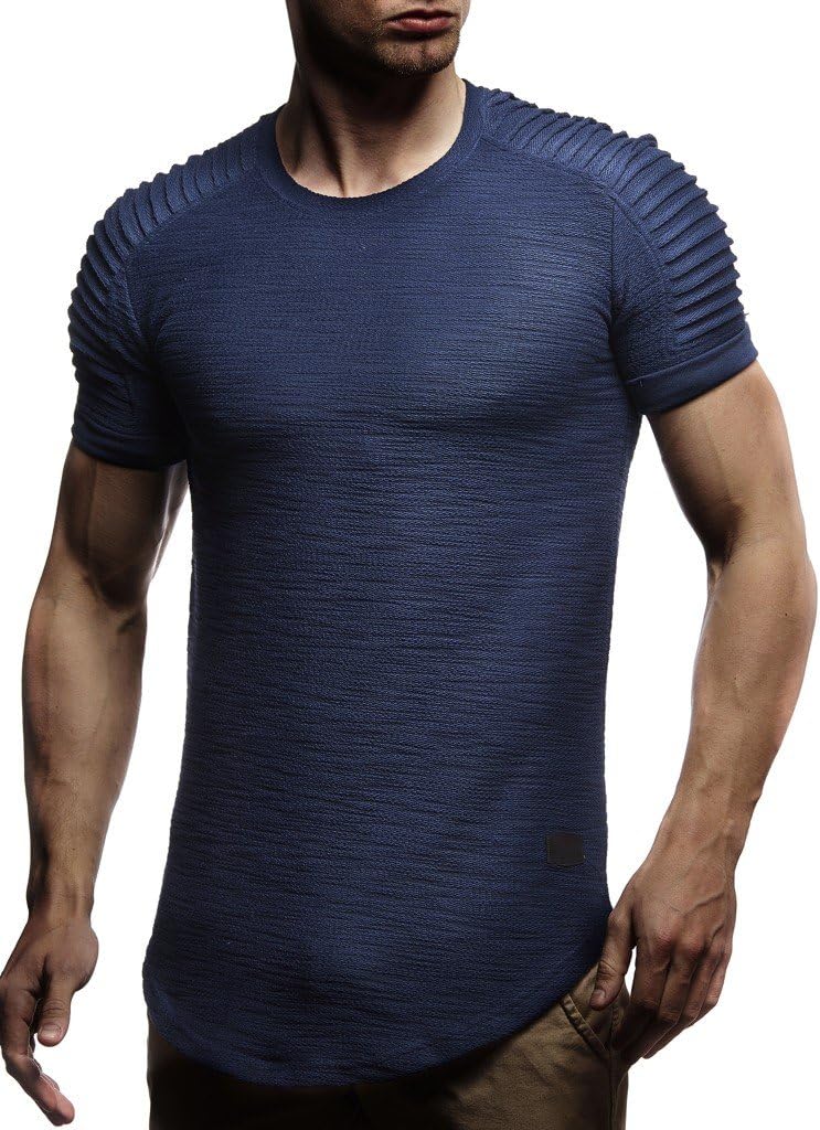 Detalle de Leif Nelson T-shirt d’été homme à col rond en 100 % coton, coupe droite