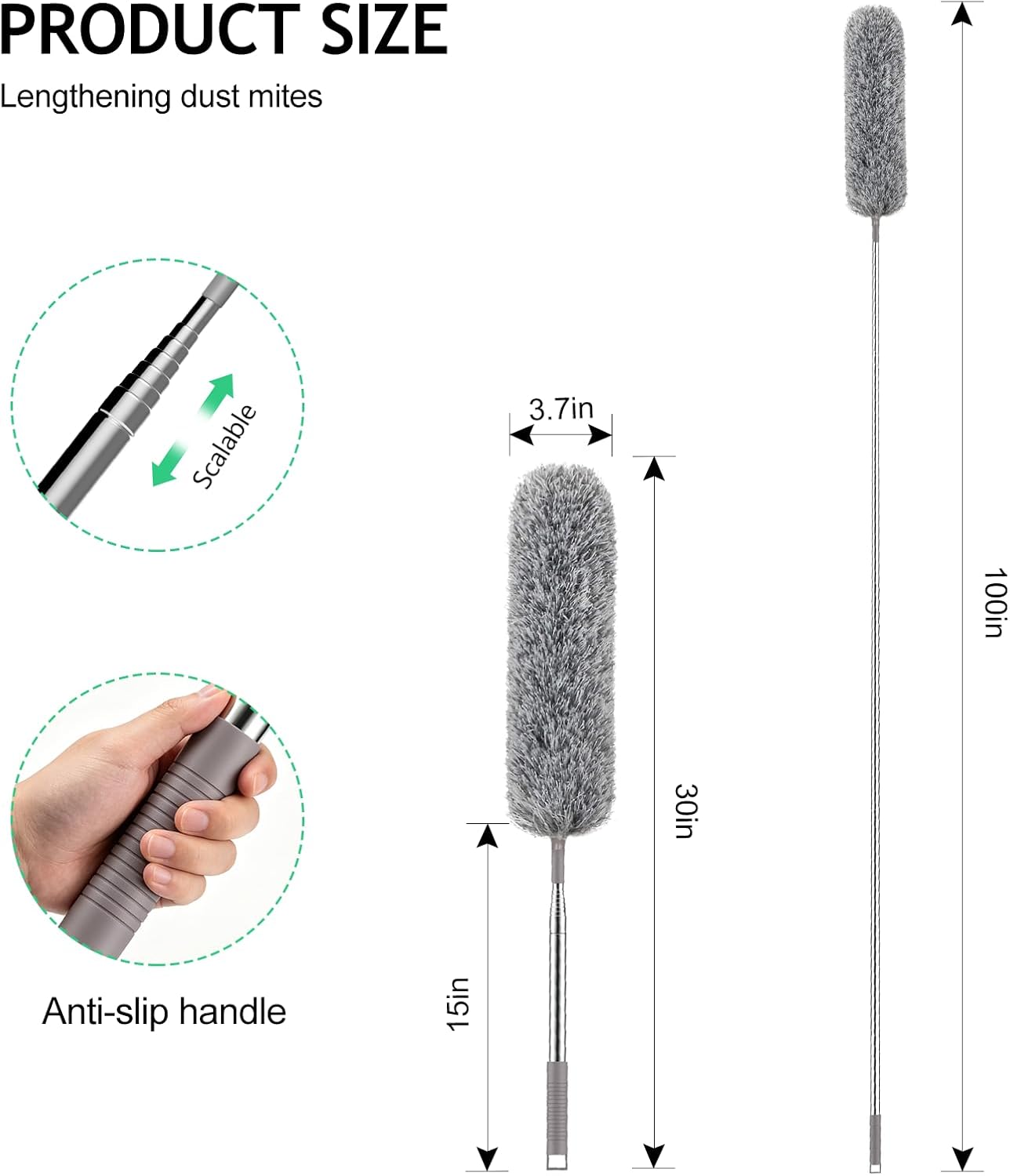 Detalle de SetSail 100-Inch Extra-Long Duster with Extension Pole and Bendable Microfiber Head