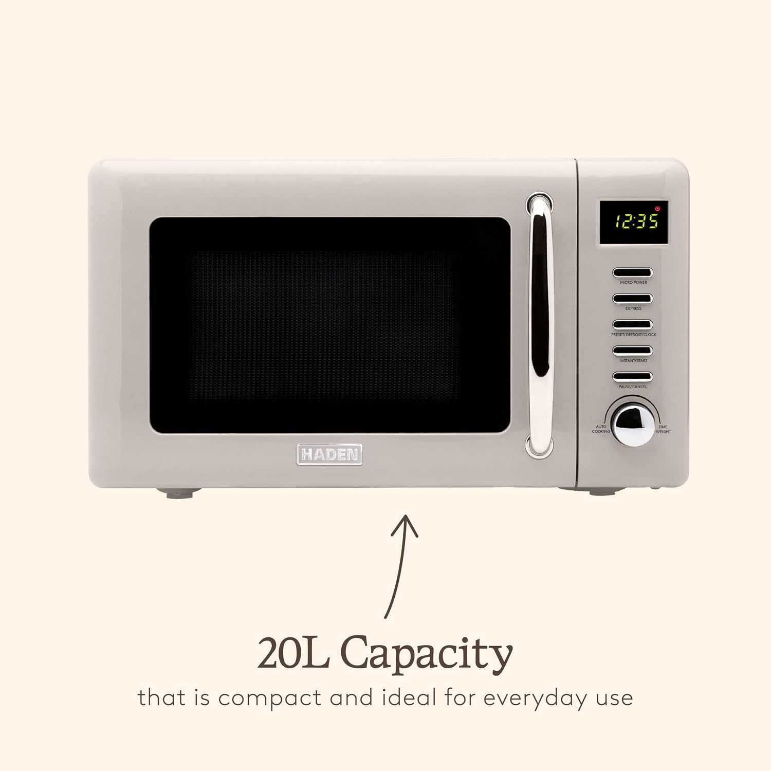 Thumbnail 2 de HADEN Microwave 20L 800W 5 Power Levels (Cotswold Putty) – A Practical Kitchen Companion