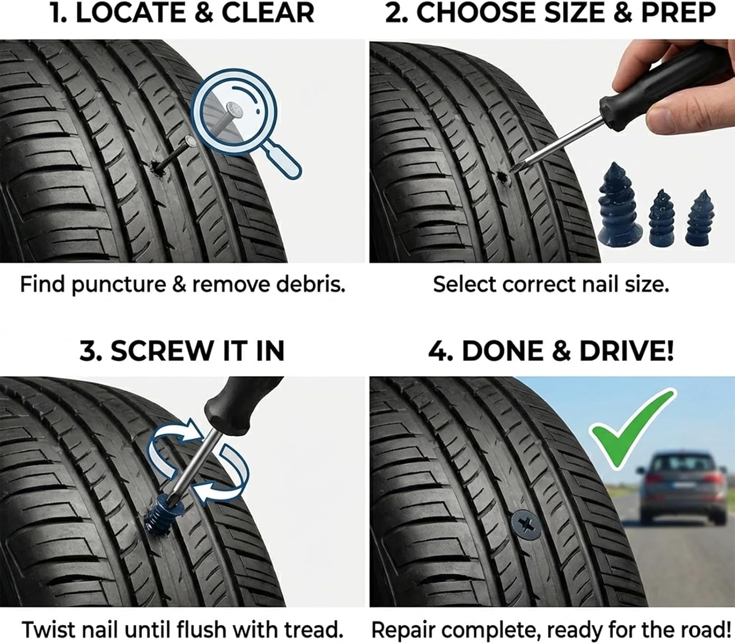 Detalle de Tubeless Tyre Repair Kit, 100 Pieces