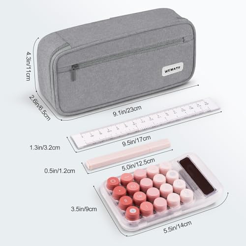 Detalle de WEMATE Large Pencil Case: Upgraded Canvas with Big Capacity and 5 Organizational Compartments