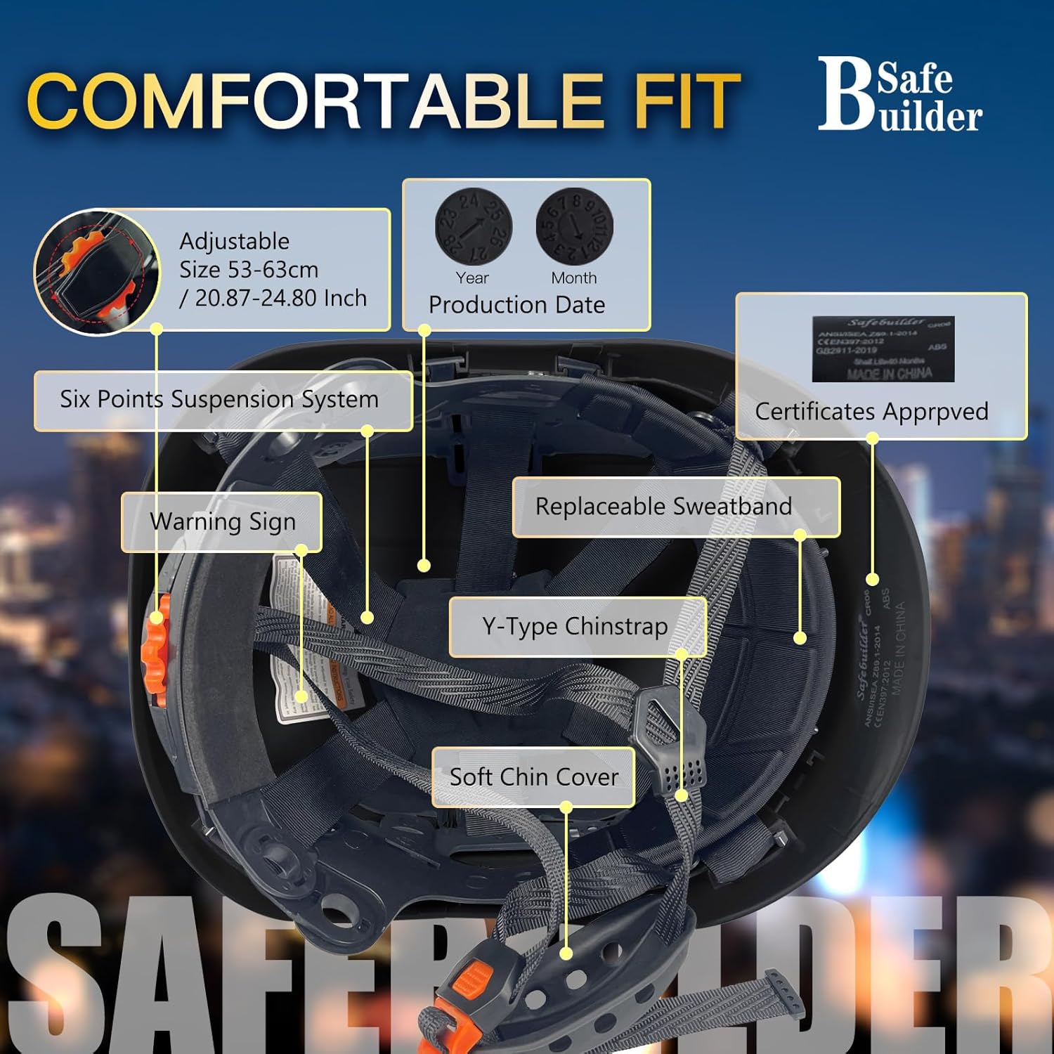 Thumbnail 5 de SAFEBUILDER Safety Hard Hat with Headlamp ⛑️