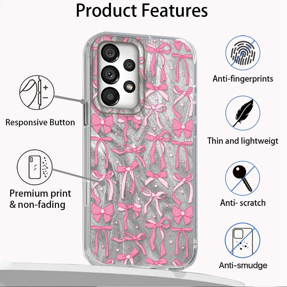 Detalle de Tedyhulle Hülle für Samsung Galaxy A52 5G / A52 4G / A52S 5G – Rosa Cartoon Schleife, Dünn, Stoßfest und Soft TPU