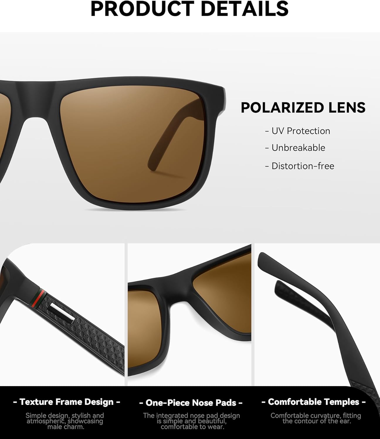 Thumbnail 3 de Perfectmiaoxuan Polarisierte Sonnenbrille für Herren & Damen mit TR90-Fassung und UV400-Schutz (Vintage/klassisch)