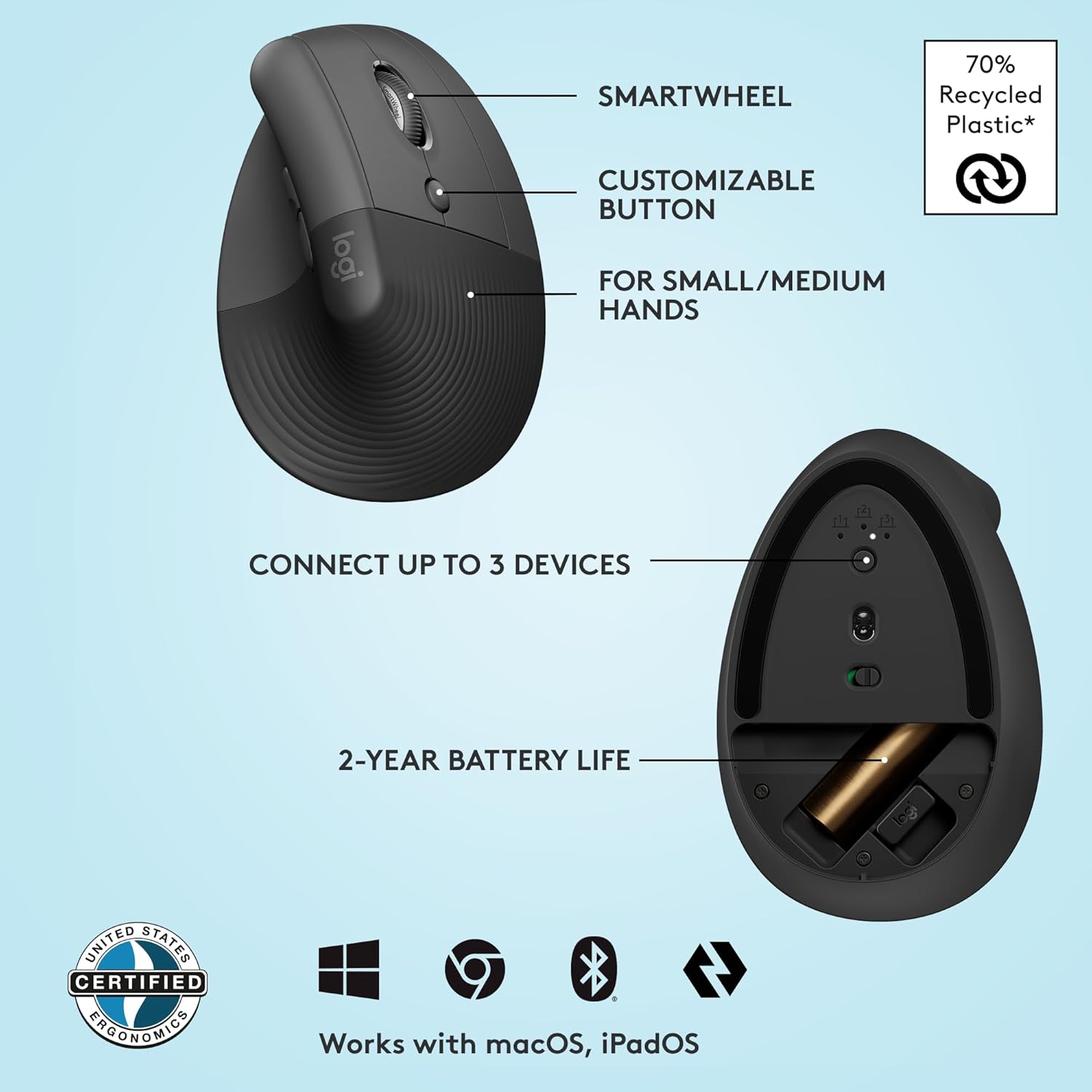 Thumbnail 5 de Logitech Lift Vertical Ergonomic Mouse 57°