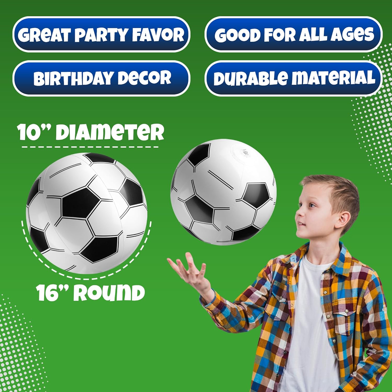 Thumbnail 6 de Bedwina Inflatable Soccer Balls (Pack of 12) 16-inch Beach Balls for Pool Toys & Party Favors