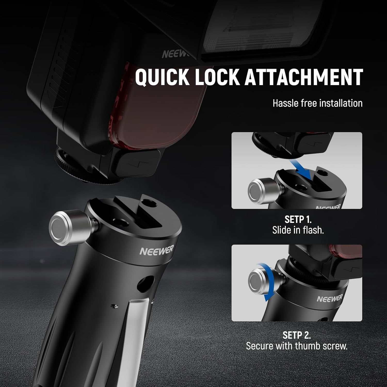 Detalle de NEEWER GM14 Cold Shoe Flash Bracket Mount with Pistol Grip