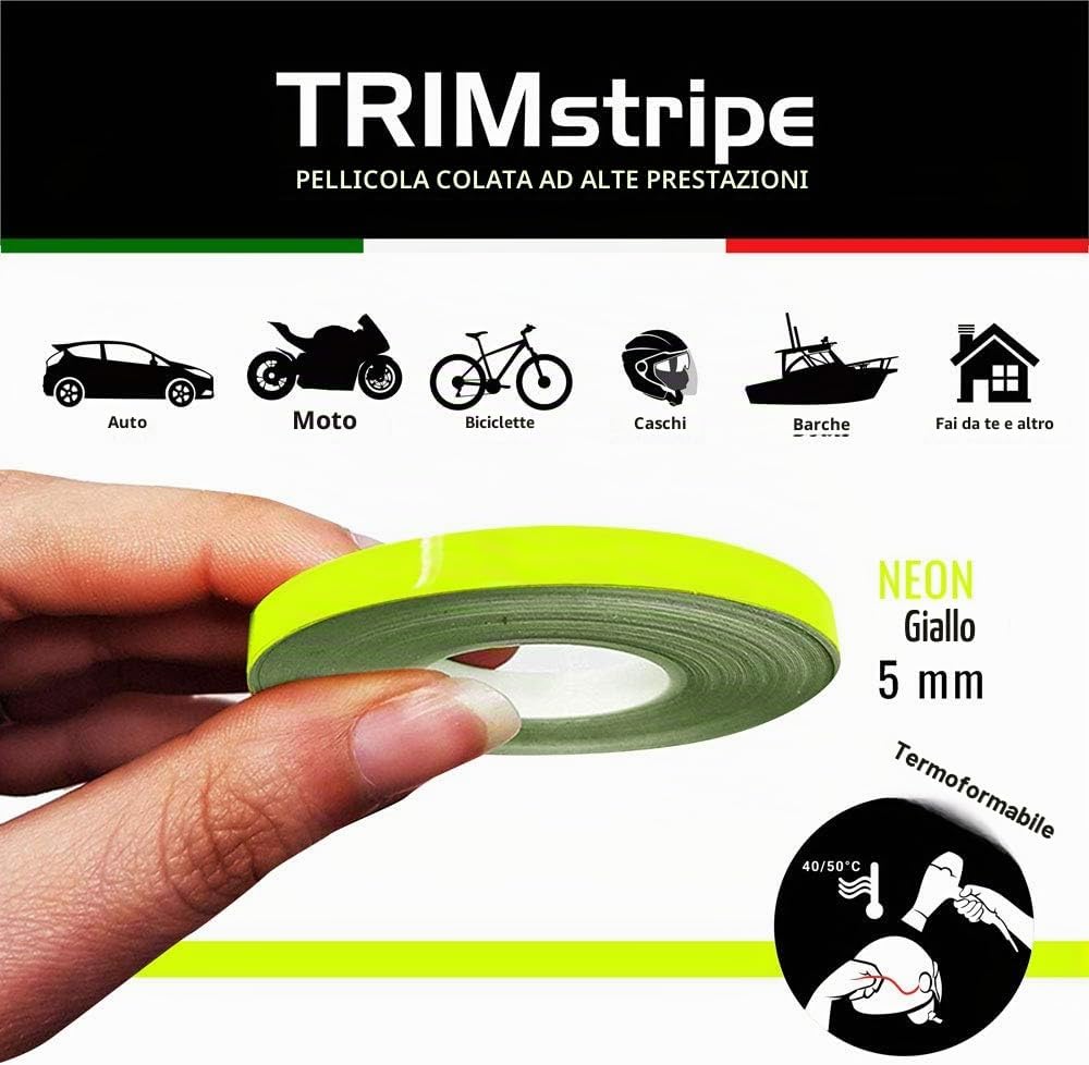 Thumbnail 1 de 4R Quattroerre.it 10474 Strisce adesive per auto, giallo fluo, 5 mm x 10 mt