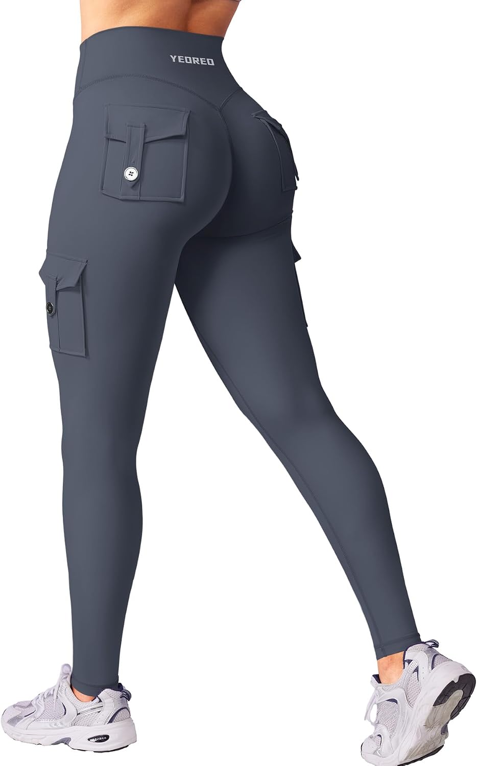 Detalle de YEOREO CoreFlex Women's Cargo Leggings, Hidden Scrunch, Butt-Lifting, 25"/28