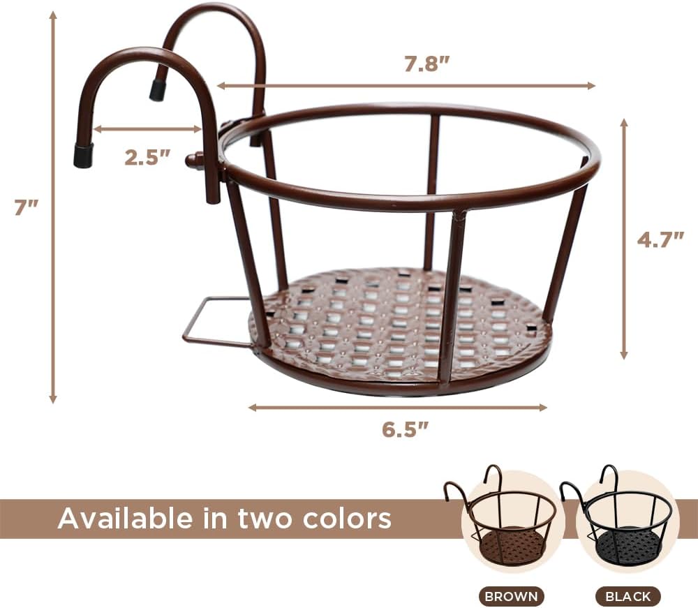 Detalle de NEISRAI Metal Railing Planter Holder