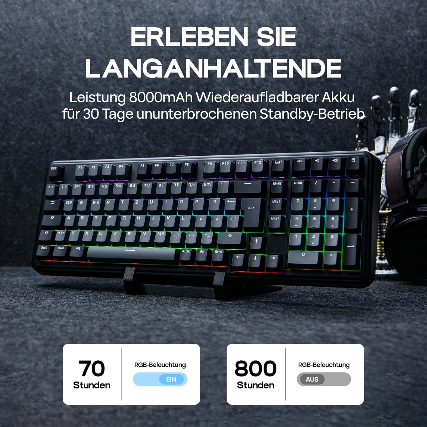 Thumbnail 3 de EPOMAKER TH99 ISO-DE QWERTZ Mechanische Tastatur – kabellos, 96% mit Numpad, Gasket, RGB & 8000mAh Akku