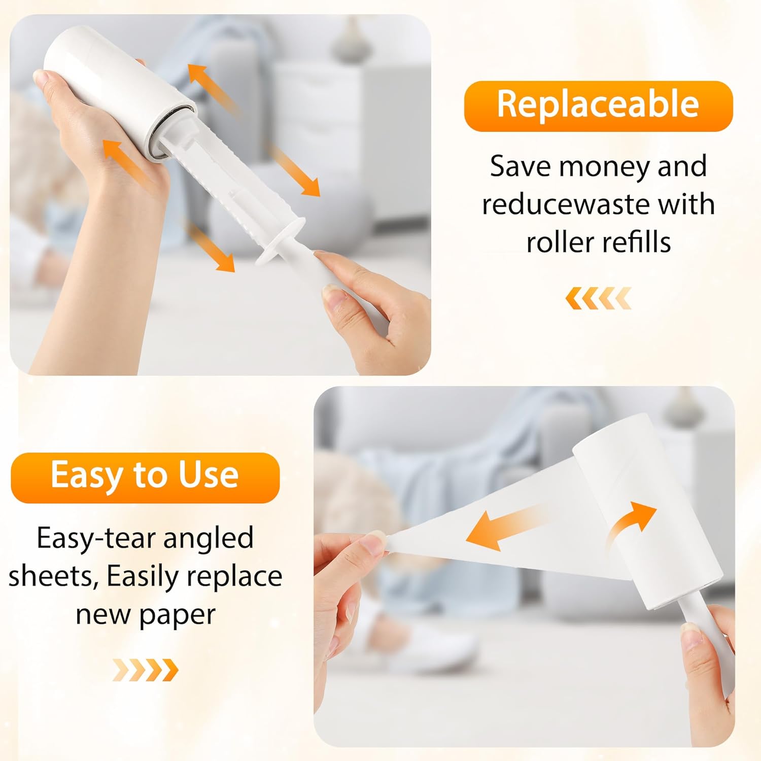 Detalle de Fusselrolle: Lint Roller Set mit 2 Abrollern und 2 Staubschutzhüllen – 60 Blatt pro Rolle, extra klebrige Haare entfernen von Kleidung, Sofa, Katzen- und Hundehaaren