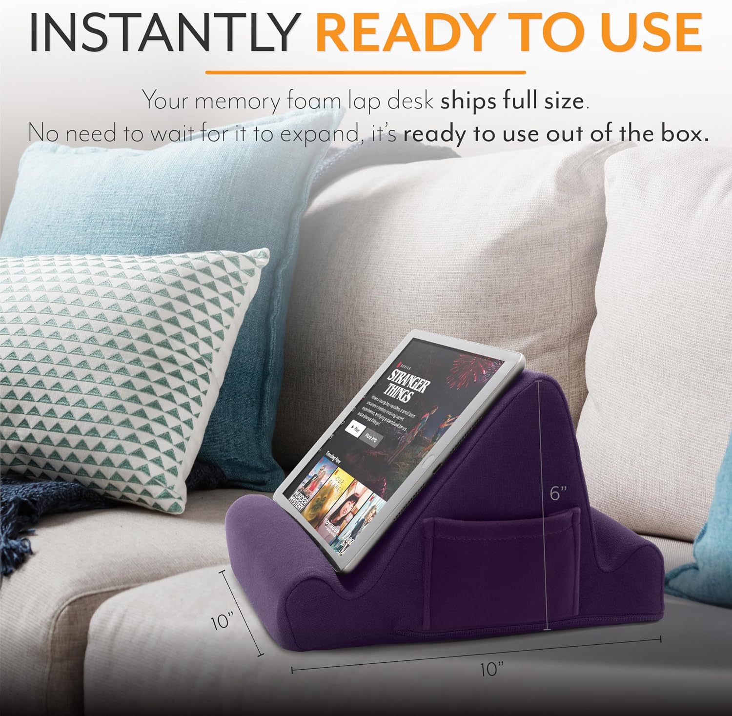 Thumbnail 6 de Brookstone Tablet Lap Cushion: Memory Foam Hands-Free Tablet Stand in Purple