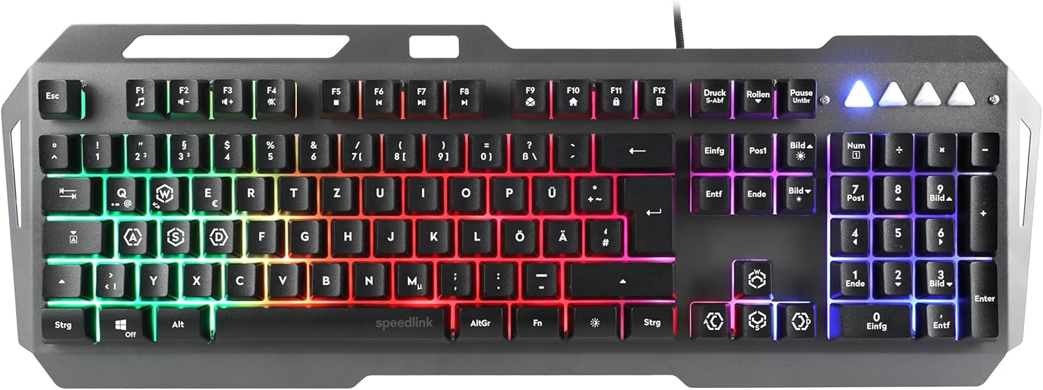 Detalle de Speedlink LUNERA Rainbow Gaming Keyboard – kabelgebundene RGB-Tastatur mit austauschbaren WASD-Tasten (DE-Layout)