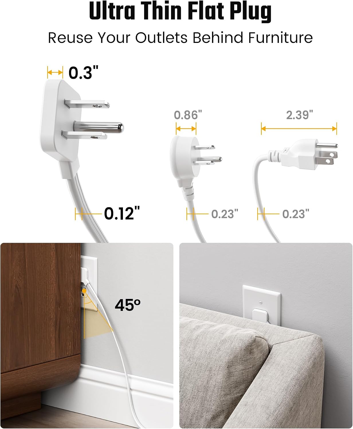 Thumbnail 6 de 15 Ft Extension Cord with 6 Outlets & 4 USB Ports (2 USB-C) with Surge Protection