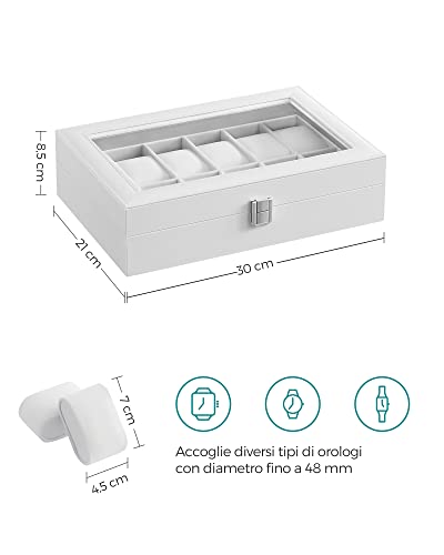 Detalle de SONGMICS Porta Orologi a 12 Posti con Coperchio in Vetro – Eleganza e Organizzazione