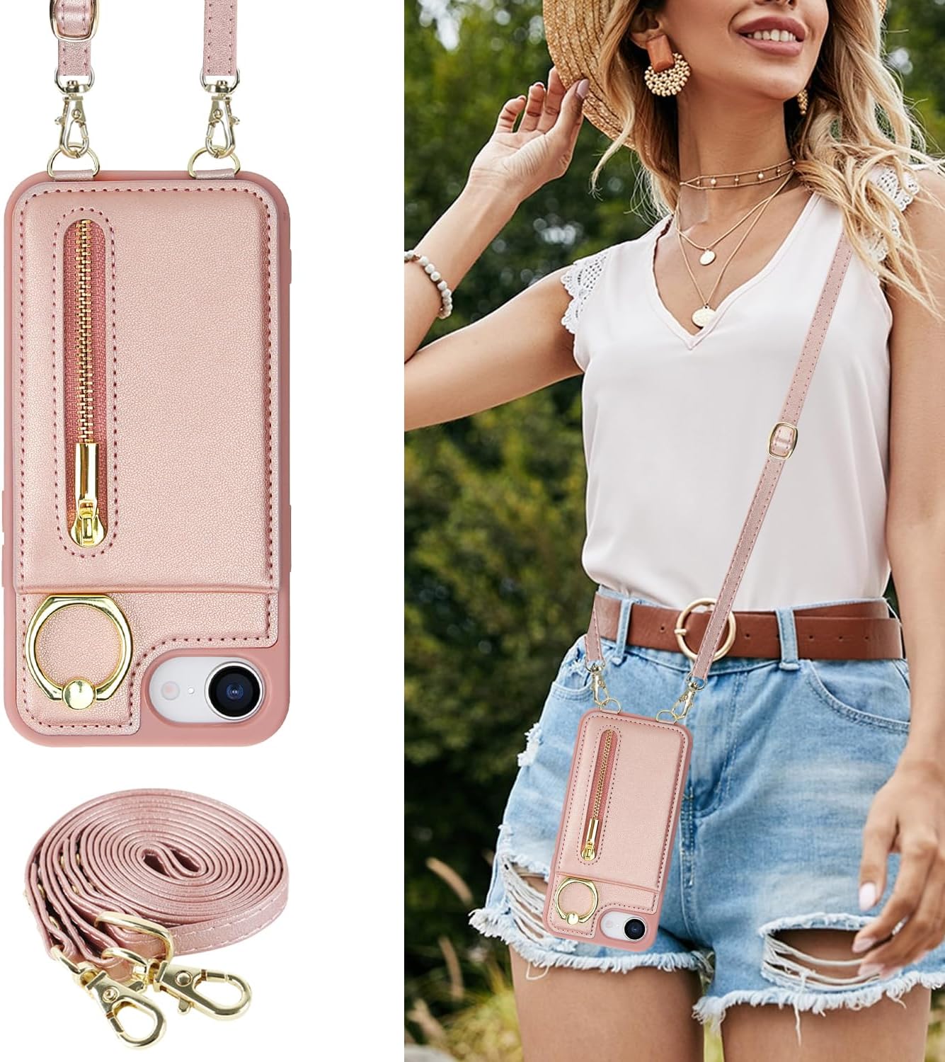 Detalle 2 de Jcxtrombulous Crossbody Wallet Case for iPhone 16E