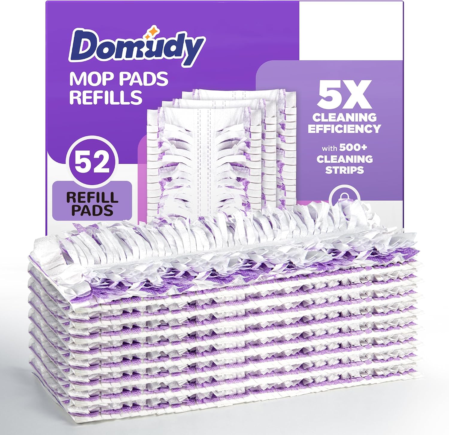 Detalle de Domudy 5X Cleaning Power Mop Refills for Swiffer Power Mop — 52 Count Multi-Surface Wood Mop Pads