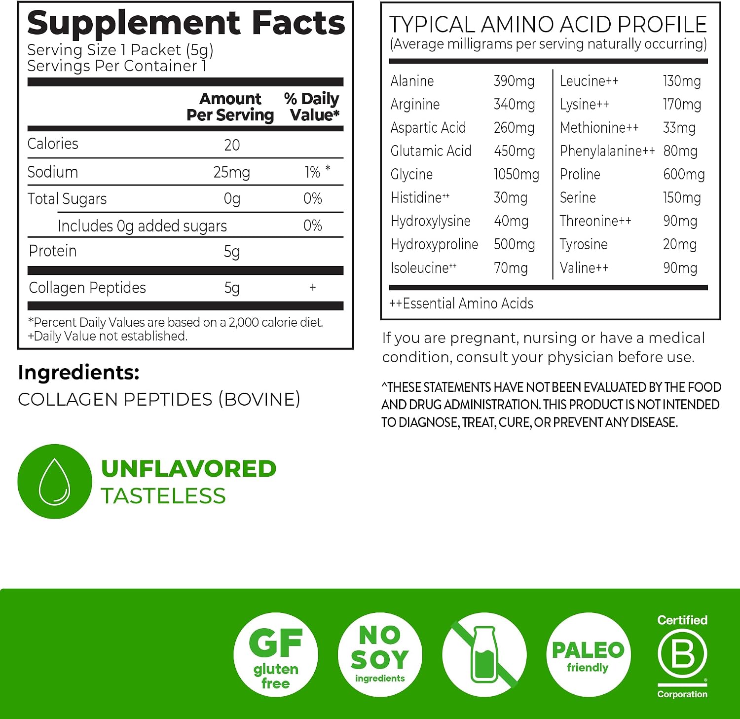 Detalle de Orgain Hydrolyzed 5g Collagen Peptides Powder, Type I & III, 25 Travel Packs