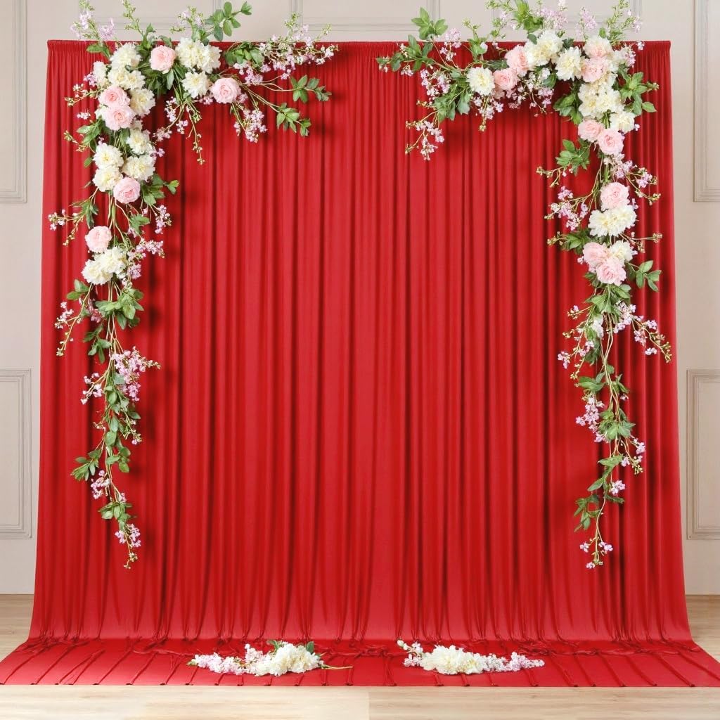 Detalle de 3x3 m roter Vorhang für Kulissen – Polyester Hintergrund für Hochzeit, Party & Fotos (2 Platten, 1,5×3 m)