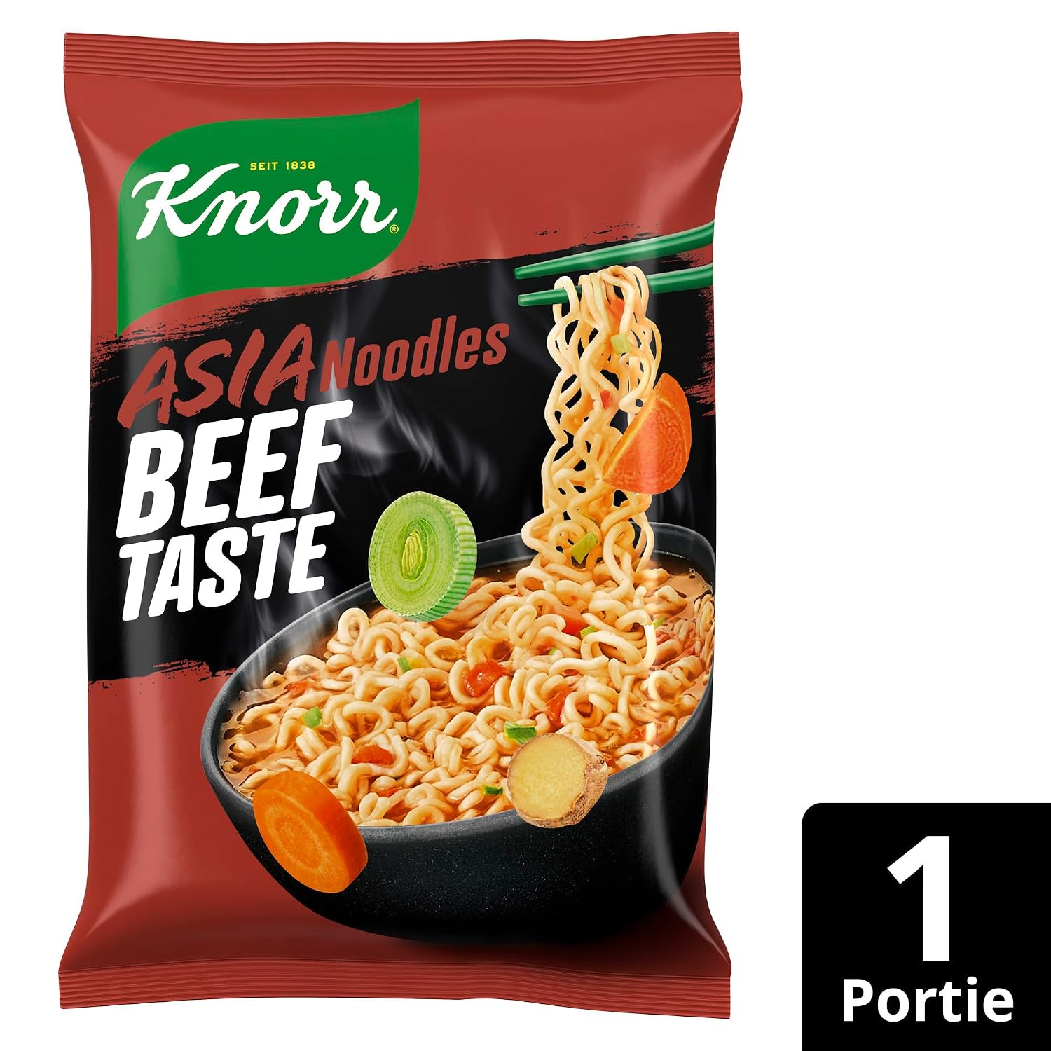Detalle de Knorr Instant Nudeln Beef Taste – Asiatischer Snack, in 3 Minuten fertig (11x70 g)
