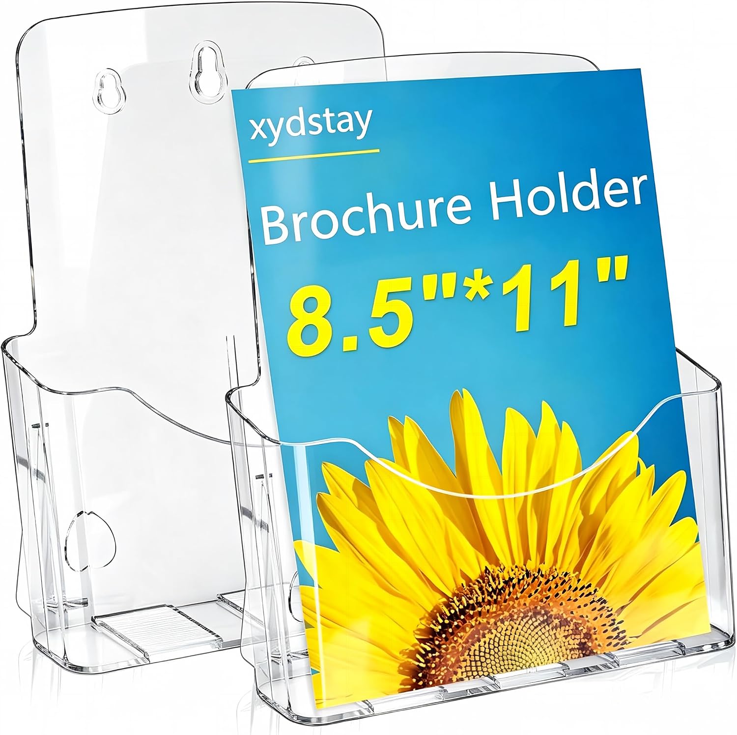 Detalle de xydstay Acrylic Brochure Holder, 8.5 x 11, Clear, 2-Pack