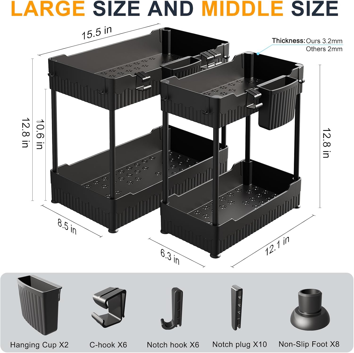 Detalle 2 de Sevenblue Under Sink Organizer 2-Pack