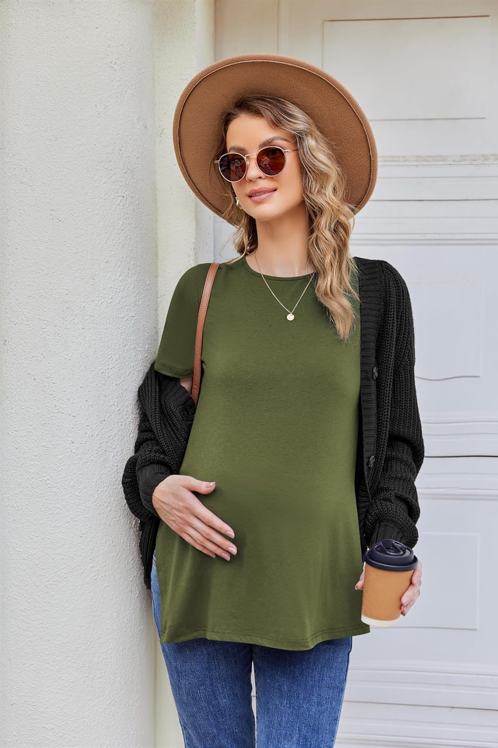 Detalle de Ekouaer 3 Pack Women’s Oversize T-Shirt – Basic Short Sleeve Loose Fit Maternity Tops (S–XXL)