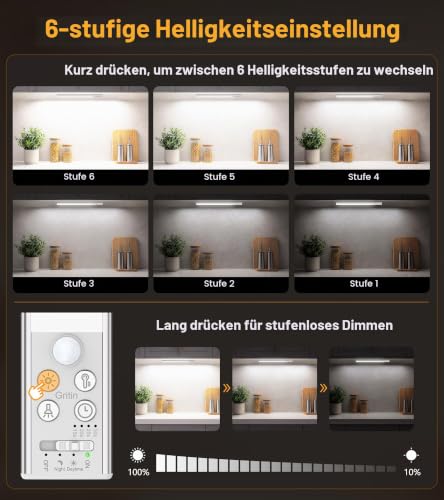 Detalle de Gritin 2026 Gen 2 Schrankbeleuchtung Unterbauleuchte Küche – 32,3 cm, 96 LEDs, USB-C