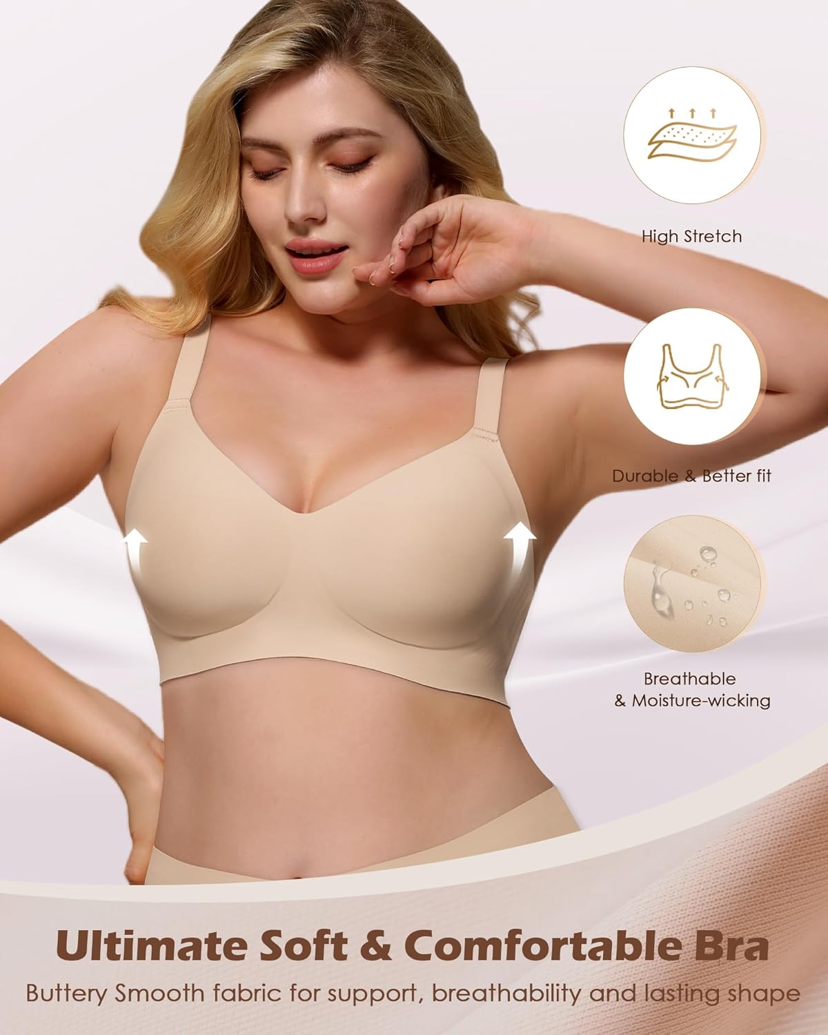 Thumbnail 4 de As Fairy Wireless No Underwire V-Neck Seamless Push Up Bralette