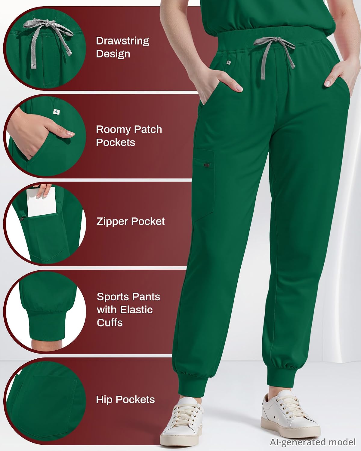 Detalle 2 de Eipnare Women's Scrub Set with 9 Pockets