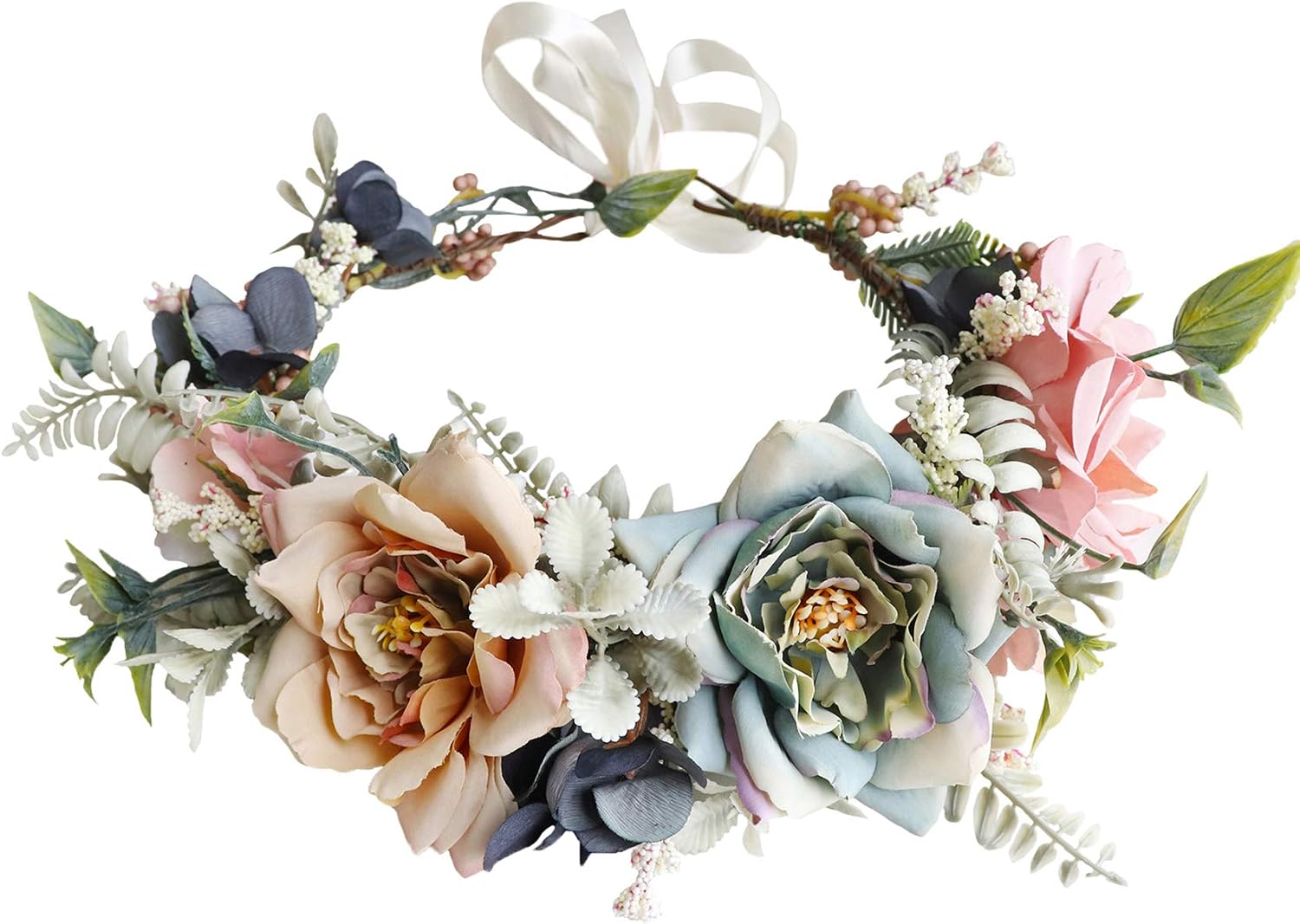 Detalle de Vivivalue Floral Crown with Fabric Flowers