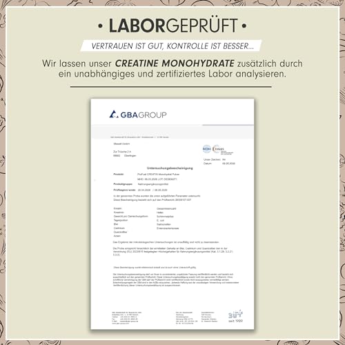 Detalle de ProFuel Creatin Monohydrat Pulver 500 g – Mikronisiertes Creatin, vegan, laborgeprüft