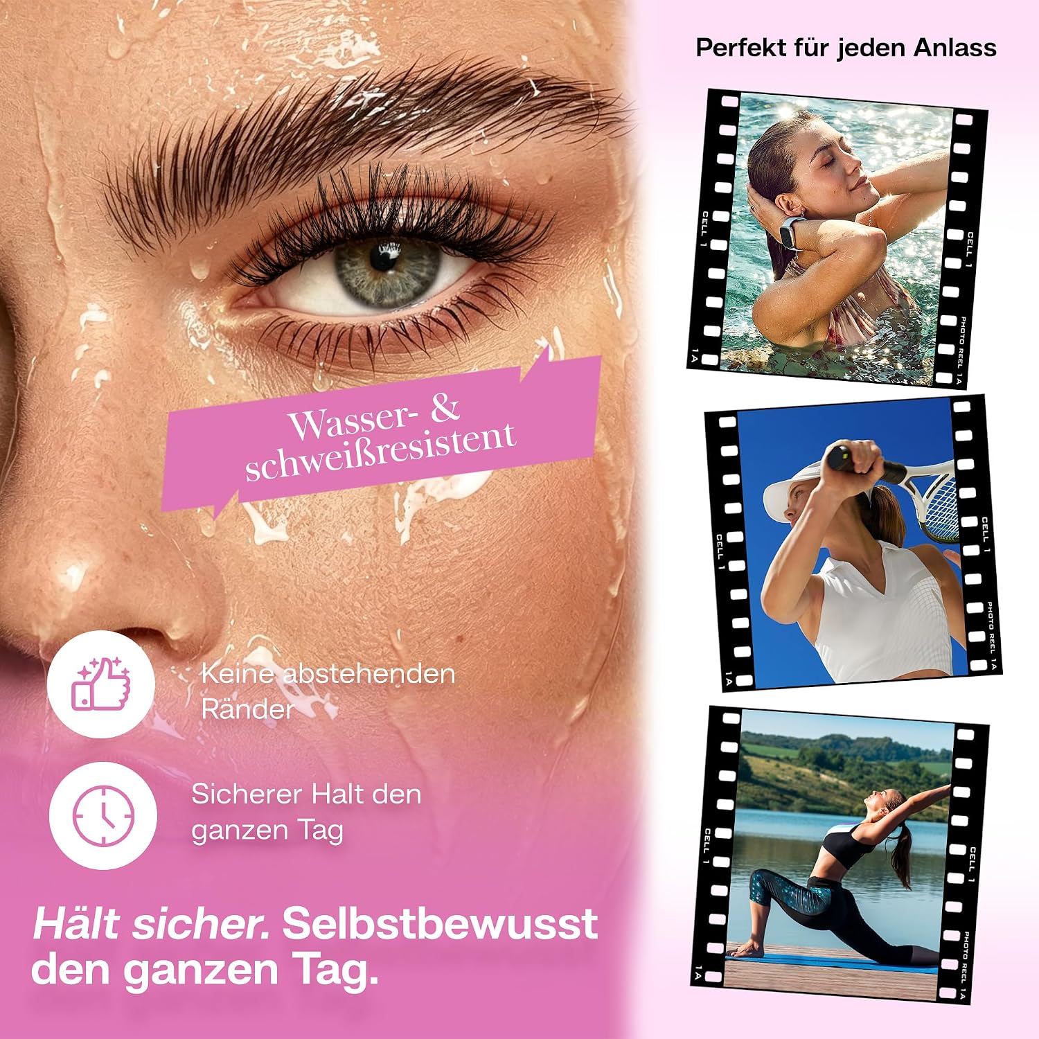 Thumbnail 5 de CALAILIS Selbstklebende Wimpern Extensions – 198 Stk, D Curl Wispy, Pre Glue Lashes ohne Kleber, Wiederverwendbar 3–5x