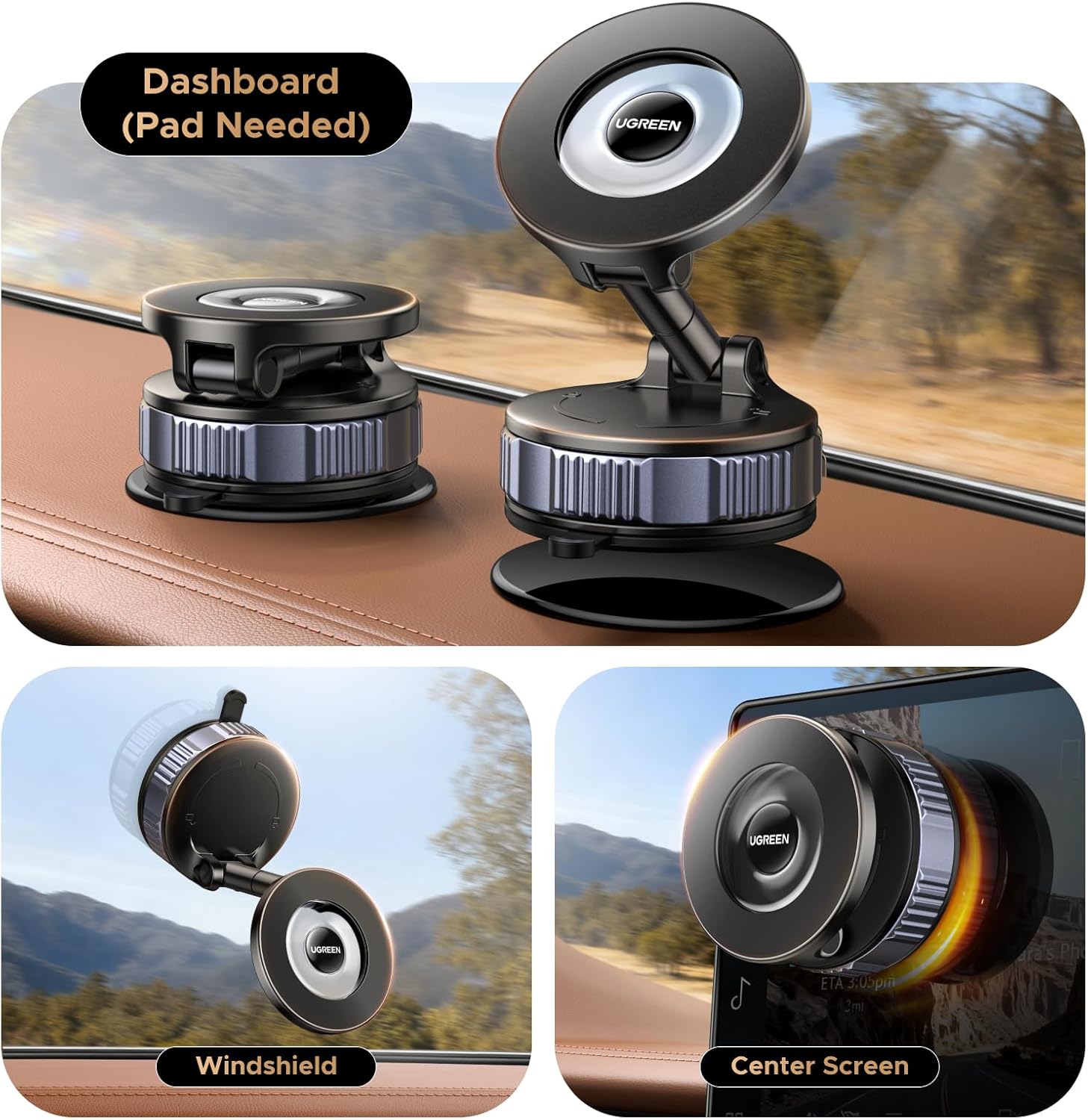 Thumbnail 4 de UGREEN Vacuum Magnetic Phone Holder for Cars