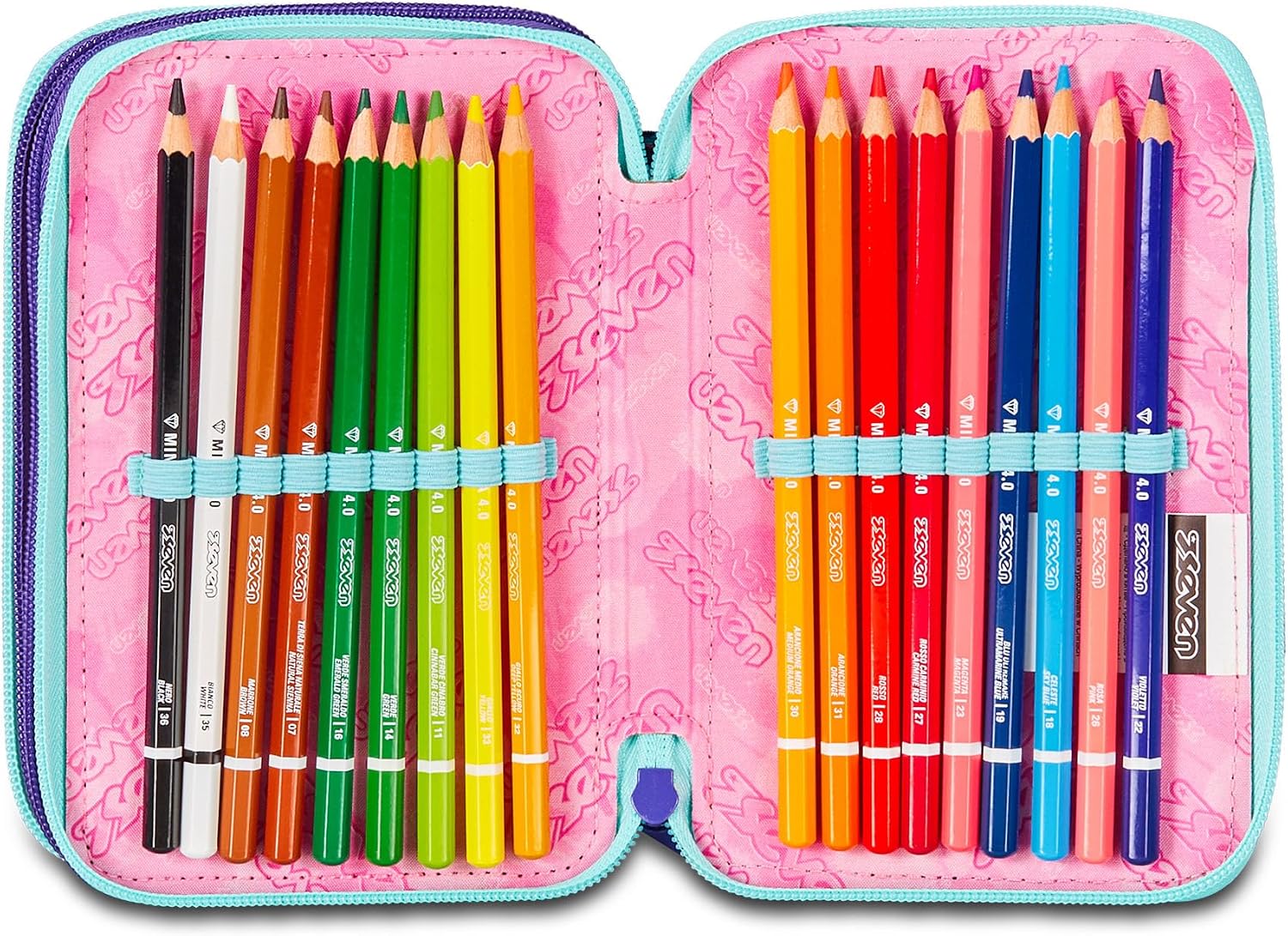 Thumbnail 4 de Seven Astuccio Scuola Elementare a 3 scomparti – viola/azzurro, completo di 45 pezzi