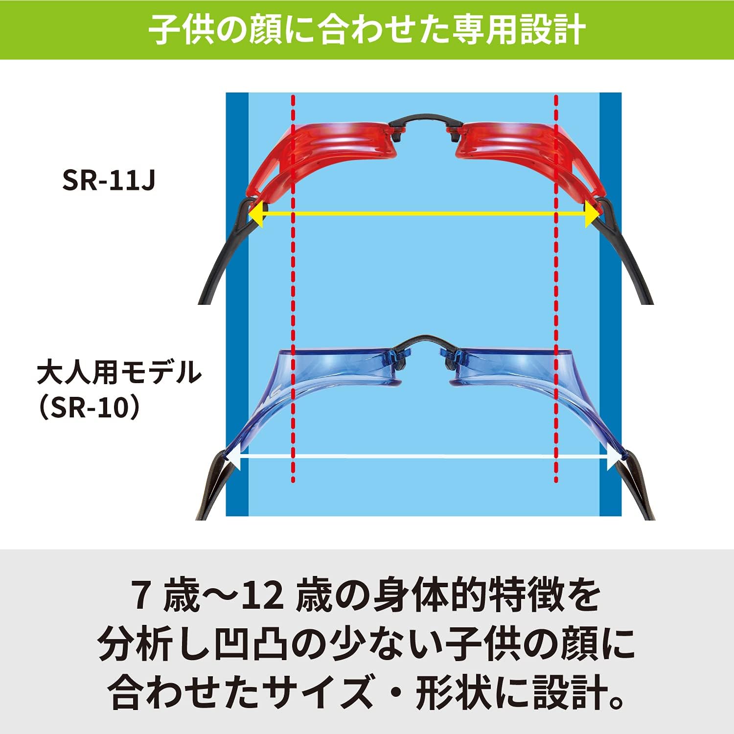 Detalle de SWANS SR-11J ジュニア競泳ゴーグル ノンクッション・ミラーレンズ・くもり止め・UVカット