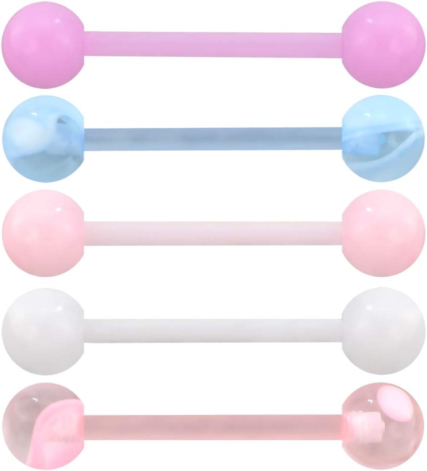 Detalle de OUFER 5PCS Tongue Barbells 14G Acrylique