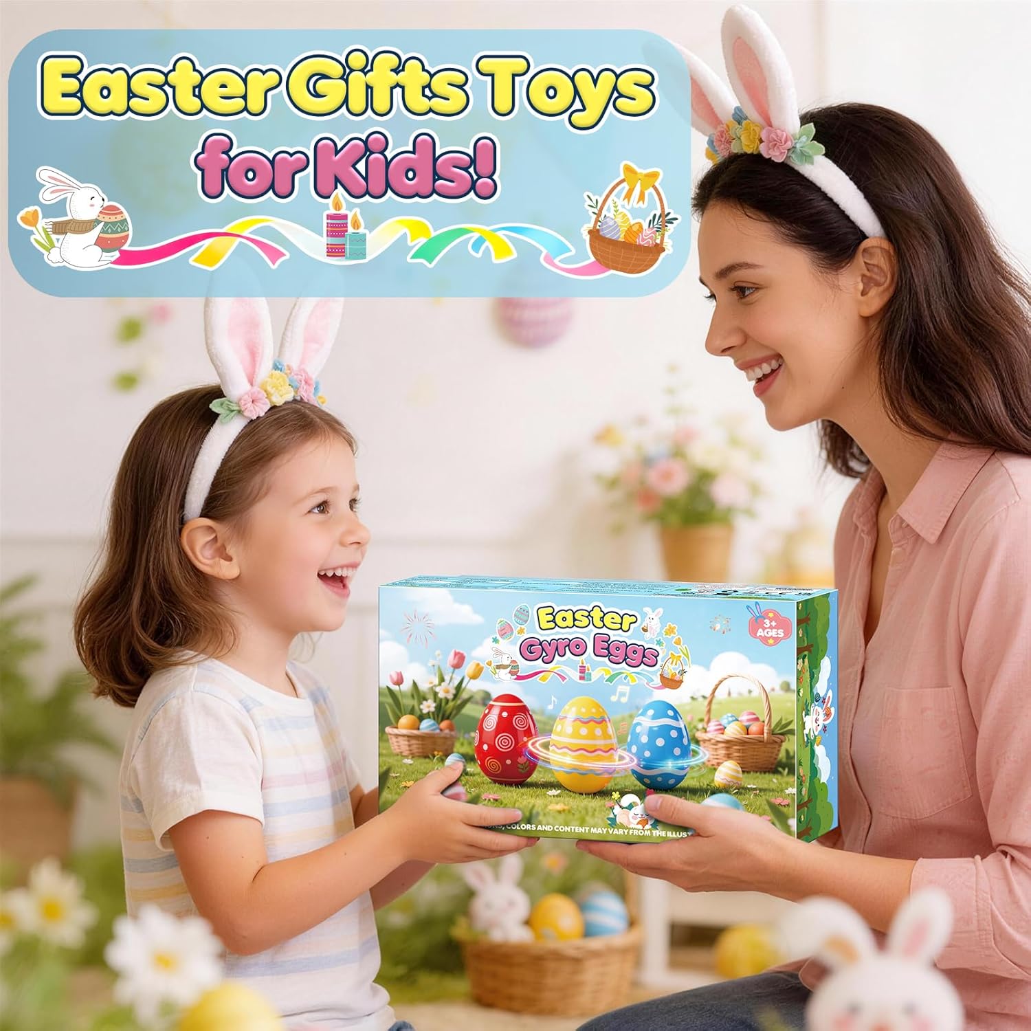 Thumbnail 6 de Joozmui 5 pcs Light-Up Spinning Top Easter Eggs set with lights, music and DIY colouring