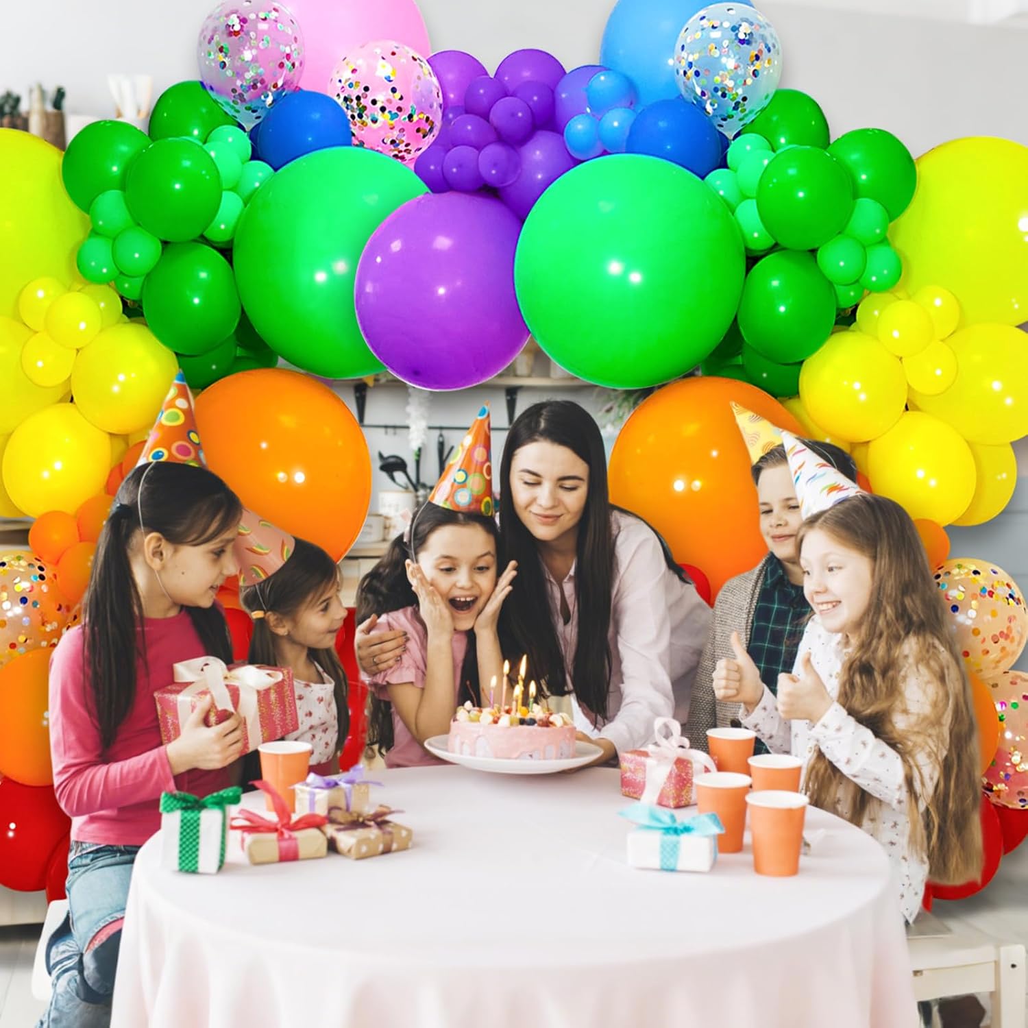 Thumbnail 4 de 162-Piece Colorful Rainbow Balloons Arch Kit for Parties (Rainbow Balloon Garland)