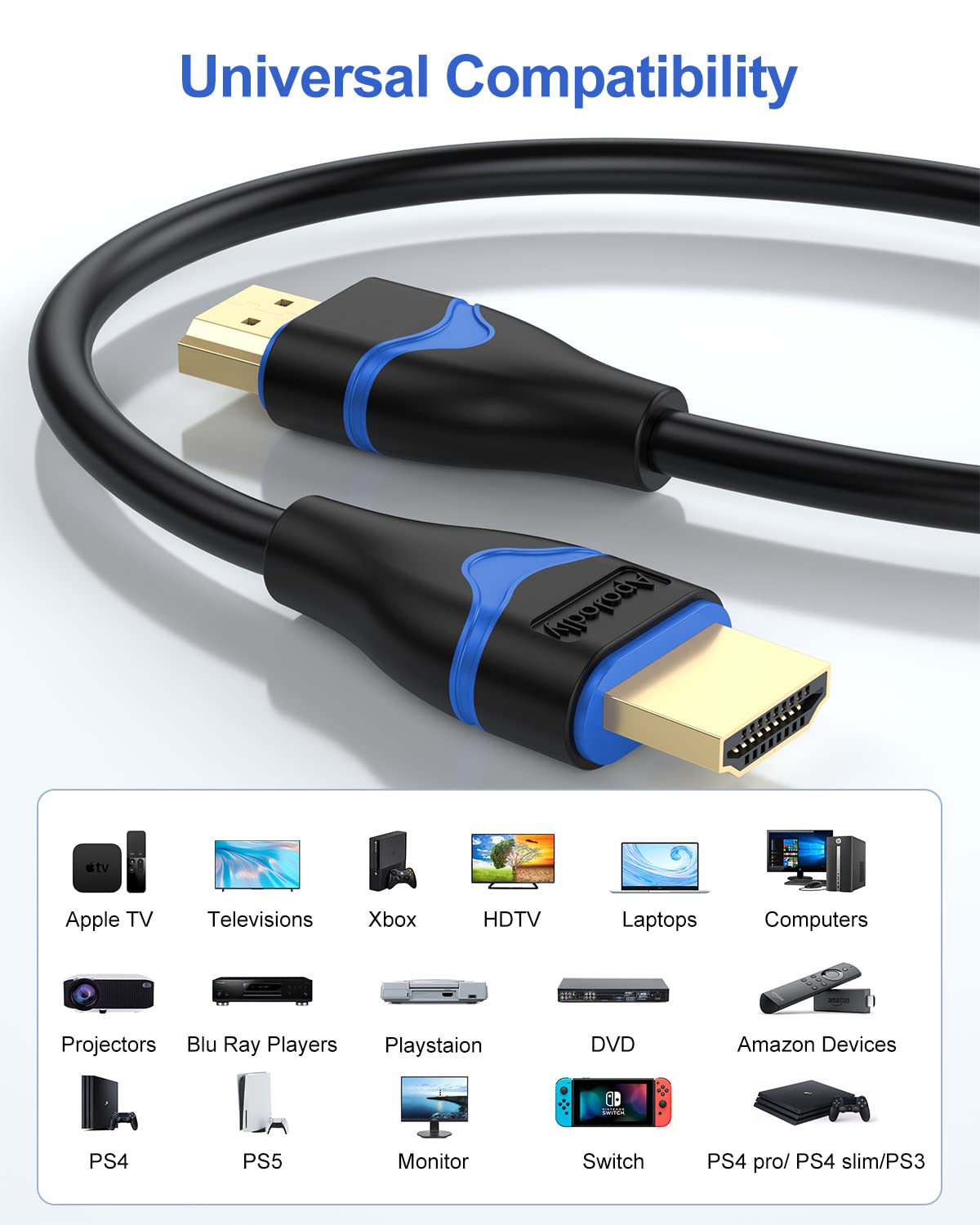 Thumbnail 4 de 4K HDMI Cables 6FT 5-Pack: High-Speed HDMI 2.0 Cable for 4K60, 2K144, HDR & ARC